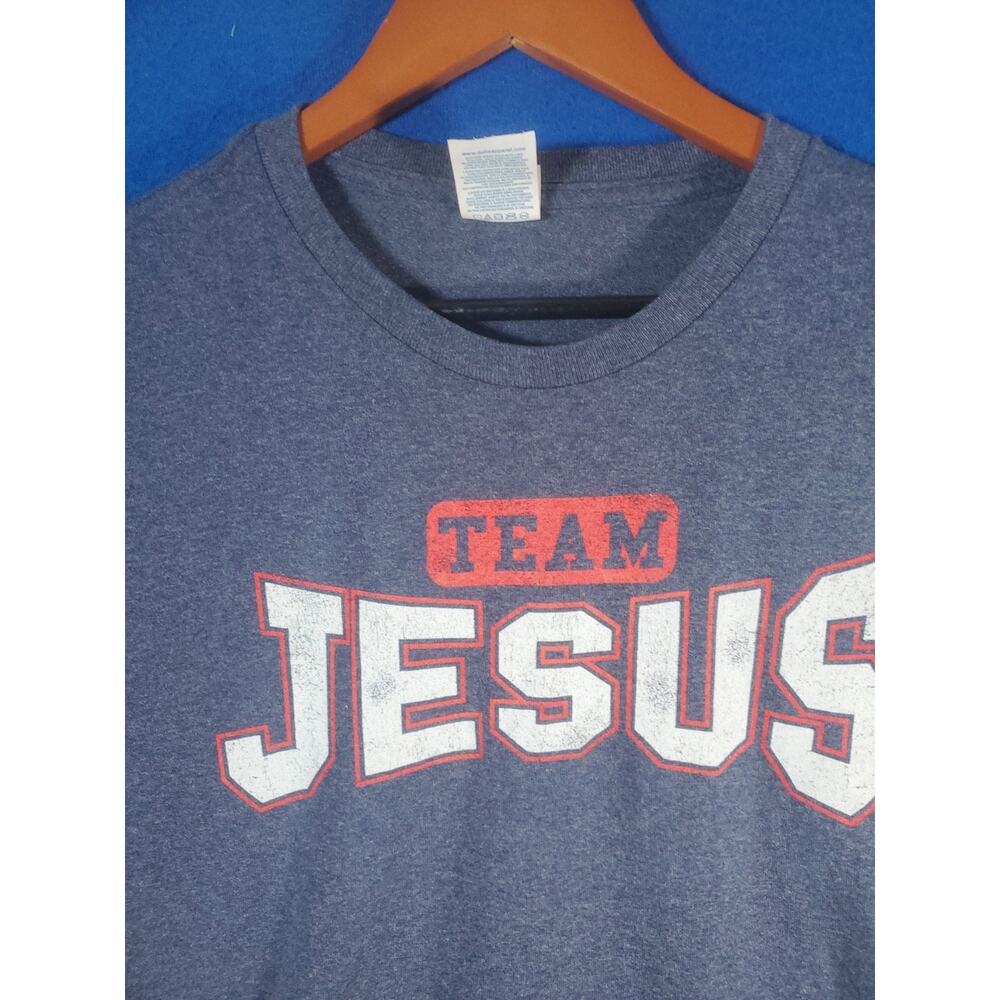 Vintage Team Jesus T-Shirt Mens 2XL Blue Graphic Tee Christian Religious - Picture 3 of 13